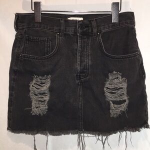Forever 21 Distressed Black Jean Mini Skirt | Size L